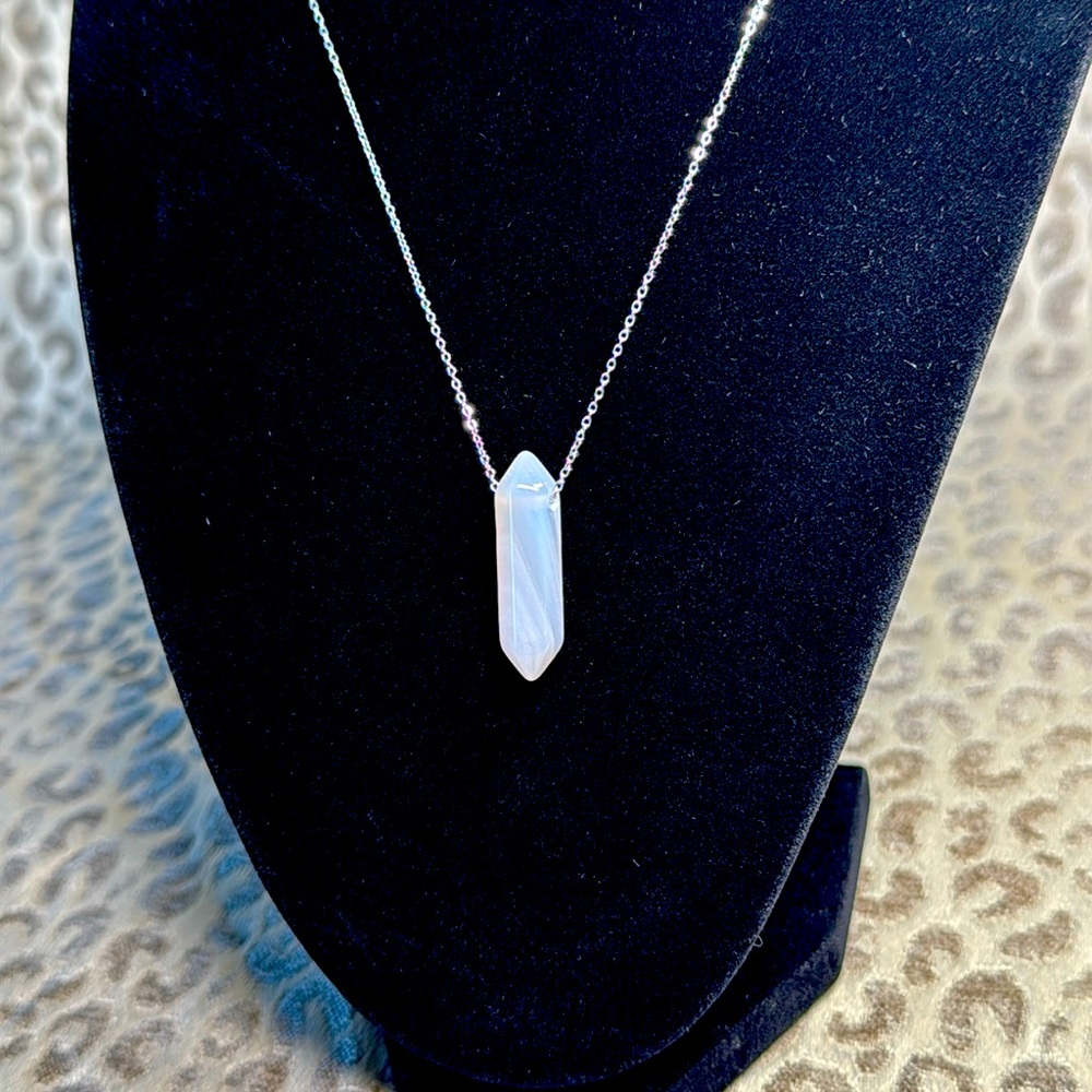 Pink Agate Double Pointed Crystal Necklace Natural Healing